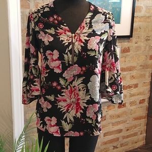 Express Black Floral Blouse